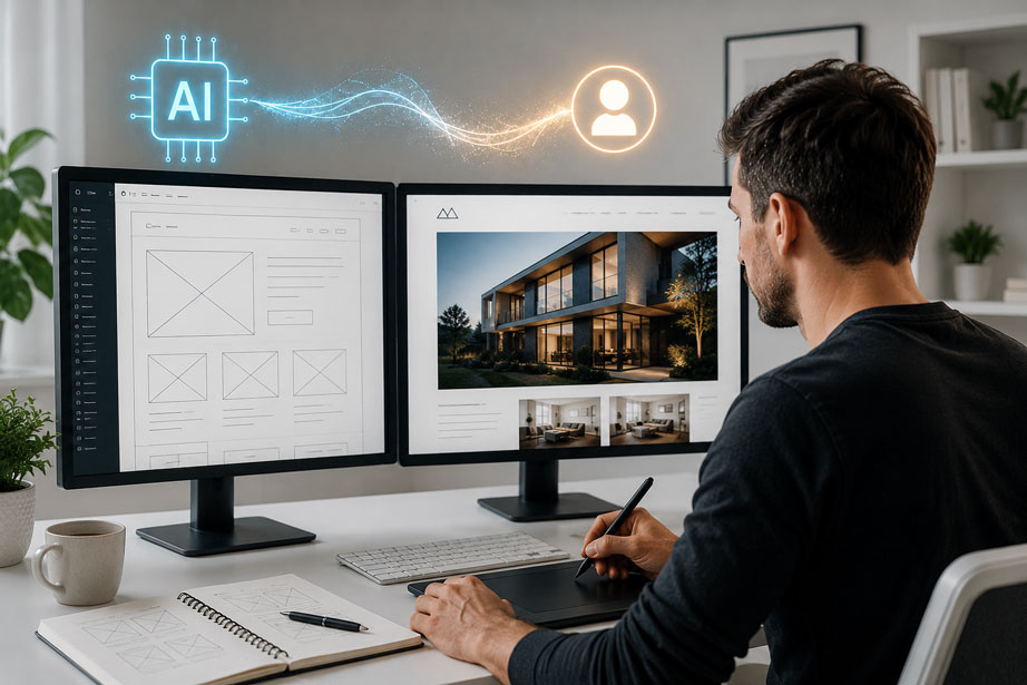 Designer reviewing and refining a website